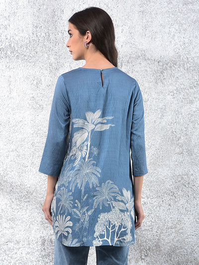 Blue Floral Print Top