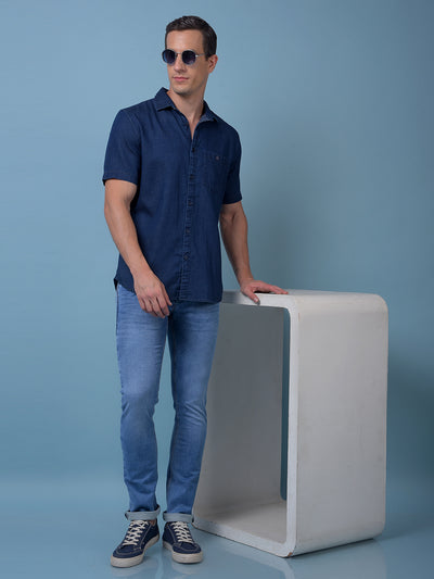 Blue 100% Cotton Denim Shirt