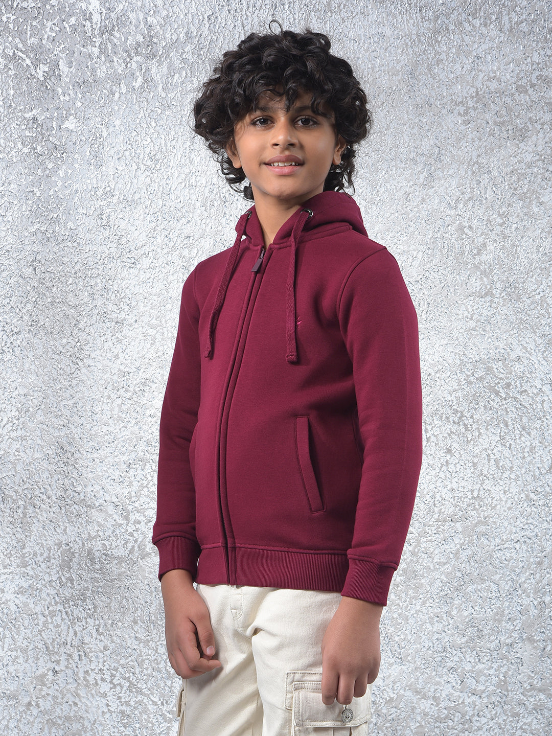 Maroon Hooded Neck Sweatshirt