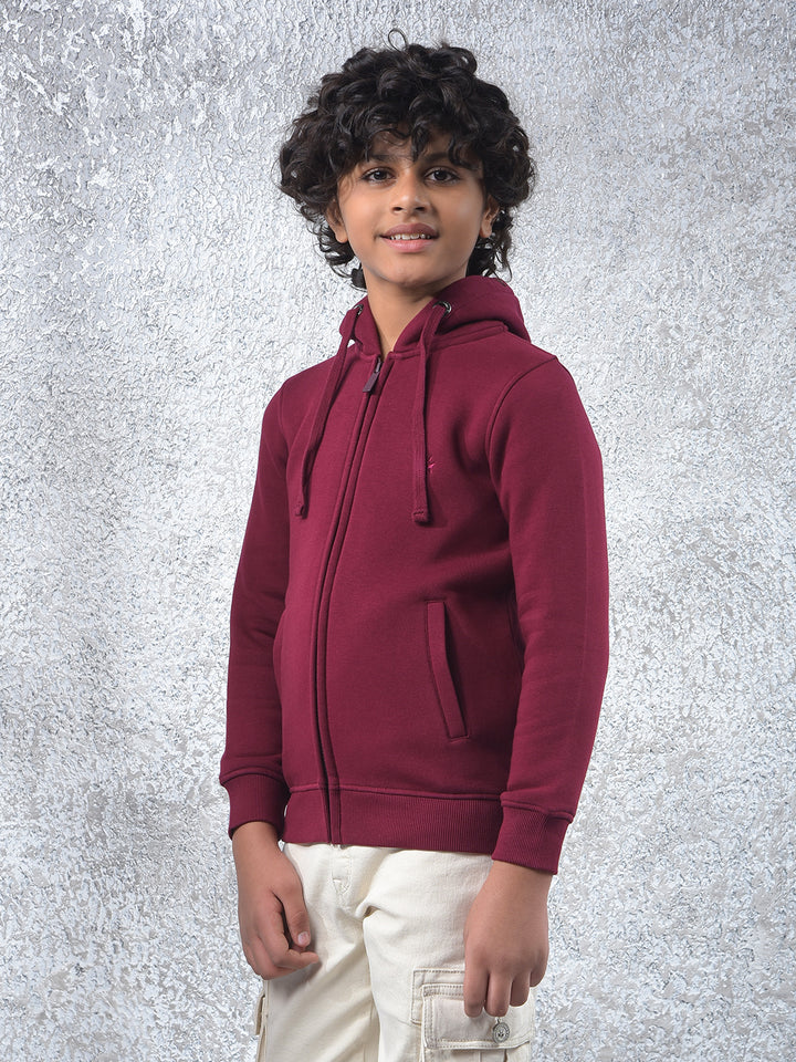 Maroon Hooded Neck Sweatshirt
