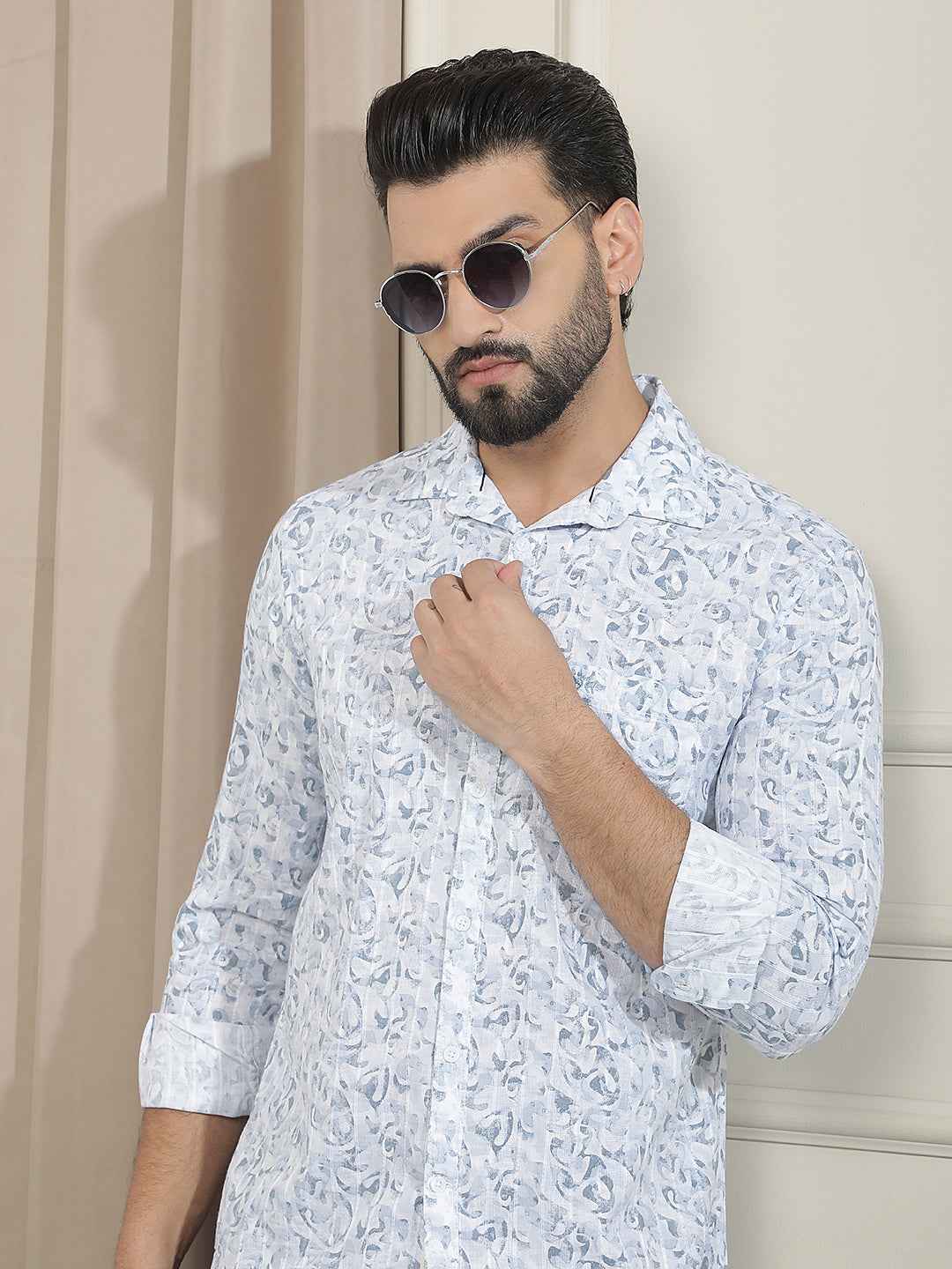 Blue Abstract Print Shirt