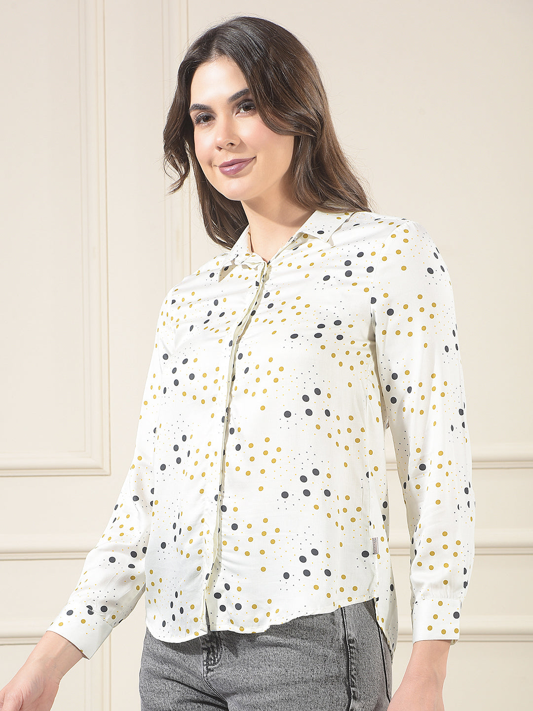 White Polka Dots Modal Shirt