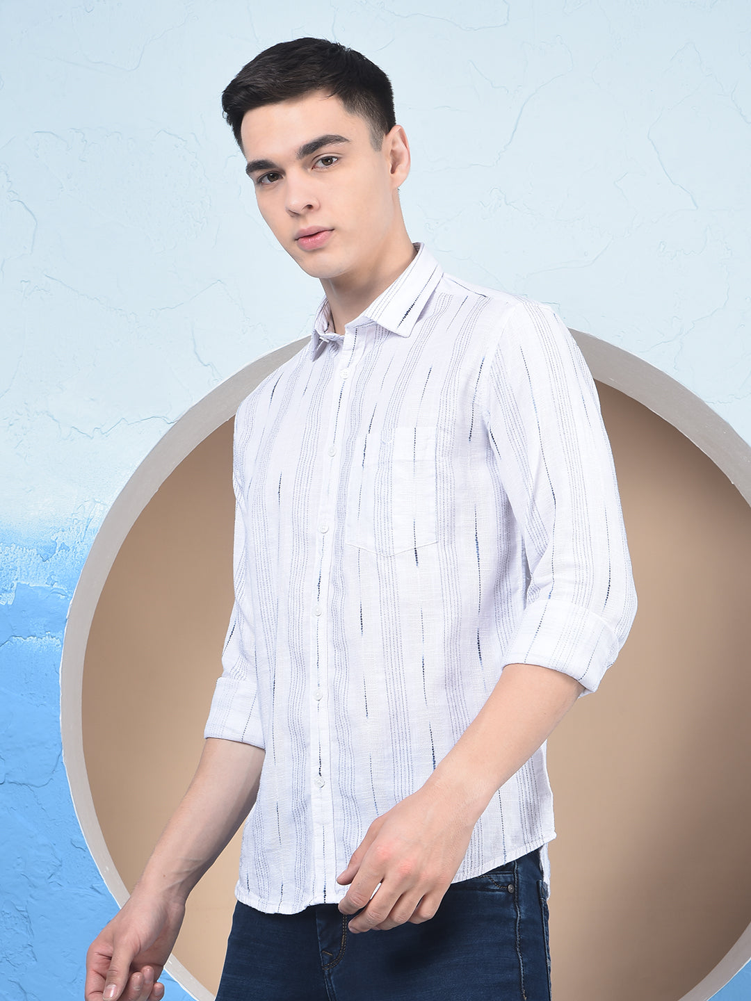 White Vertical Stripes 100% Cotton Kurta