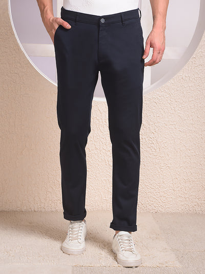  Obsidian Dobby Fit Navy Blue Trousers