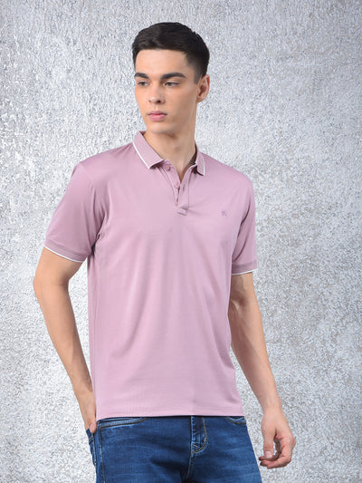 Peach Polo-Neck T-Shirt