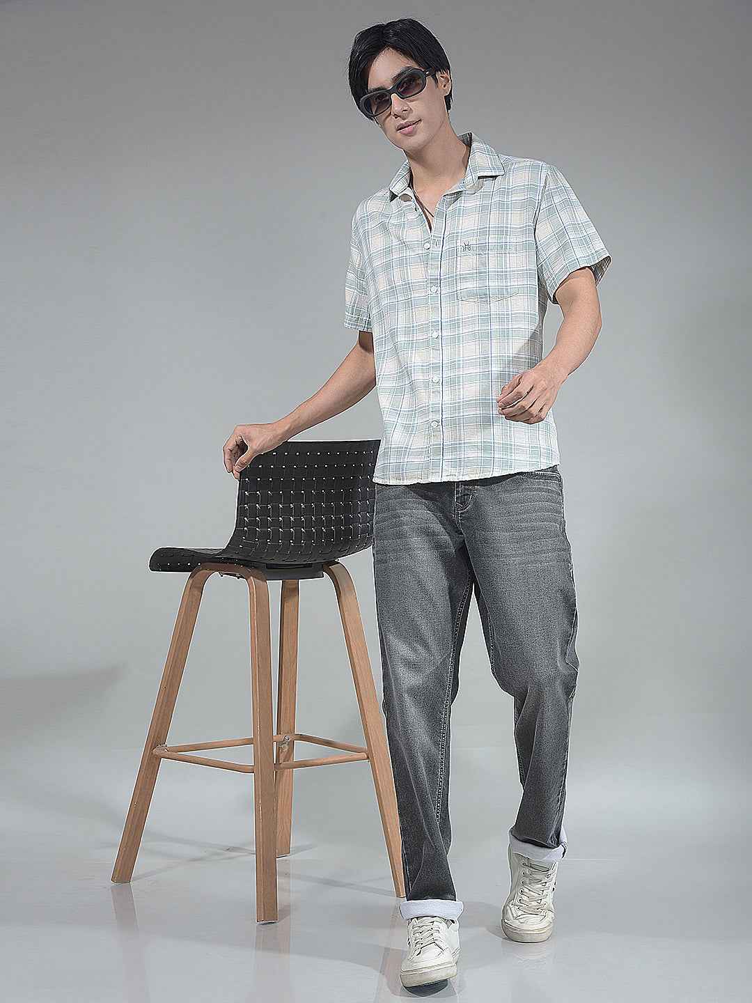 Green Checked Linen Shirt