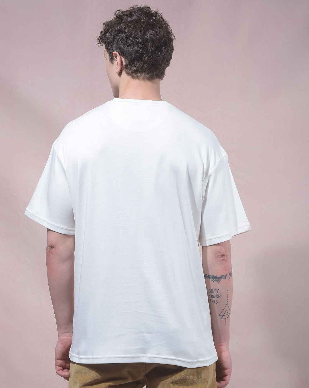 White Graphic Print 100% Cotton Oversized T-Shirt