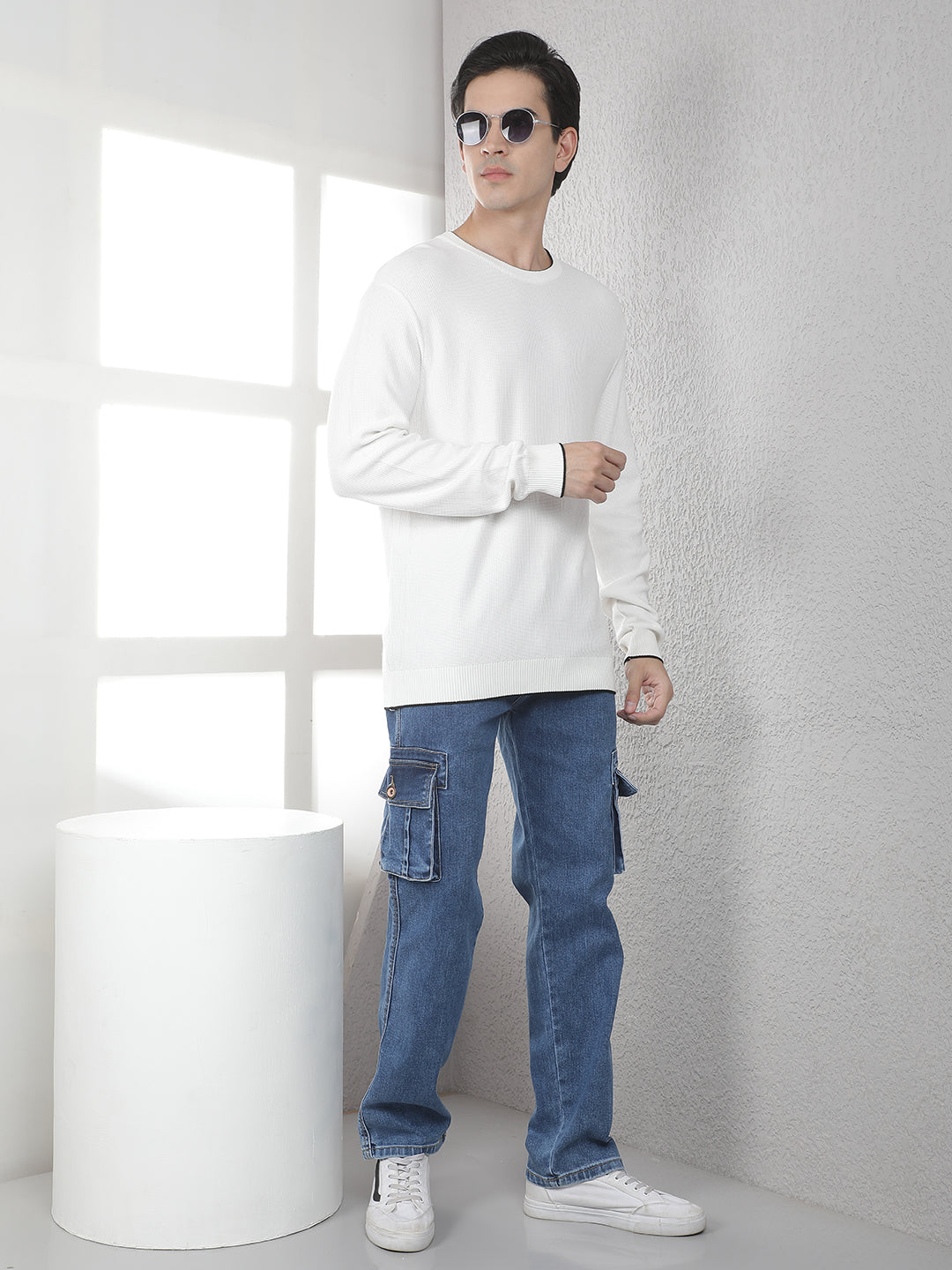 White Oversized Round Neck Sweater