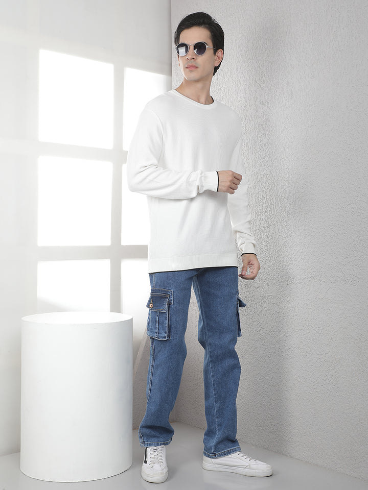 White Oversized Round Neck Sweater