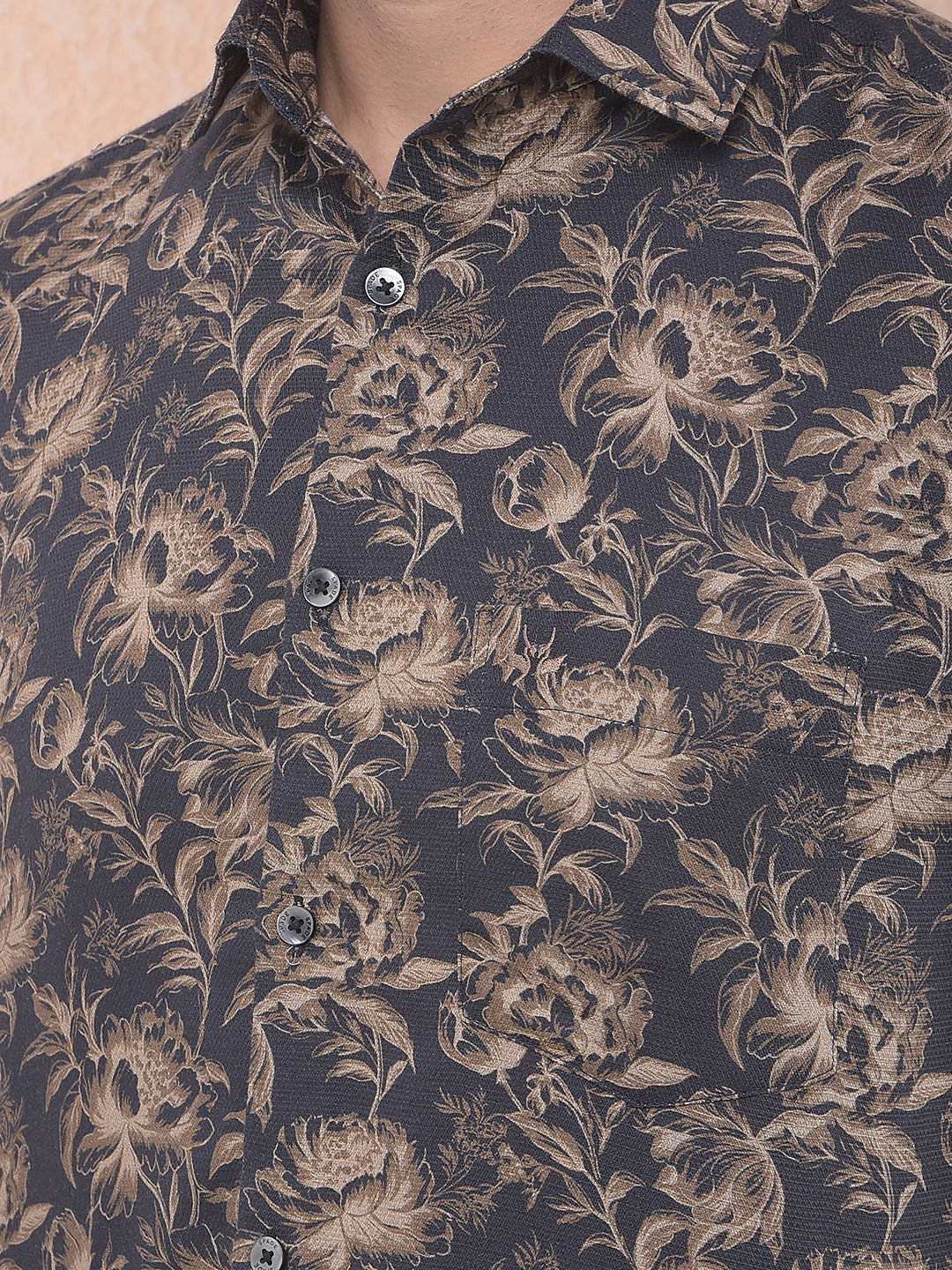 Brown Floral Print Shirt