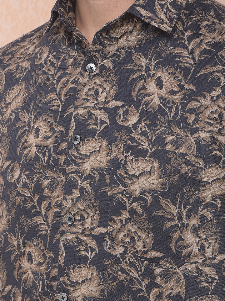 Brown Floral Print Shirt