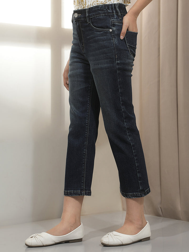 Blue Straight Cropped Jeans