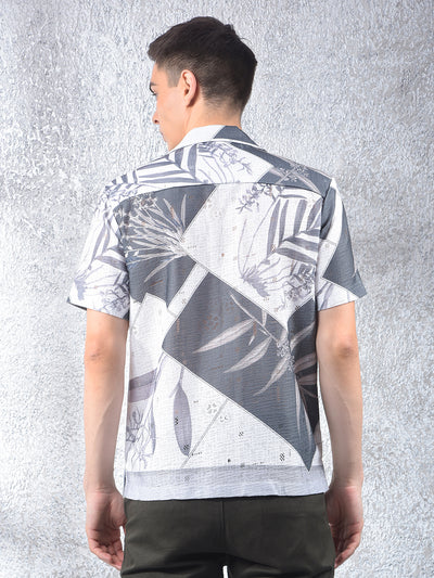 Off White Graphic Print Cuban Collar Shirt-Men Shirts-Crimsoune Club