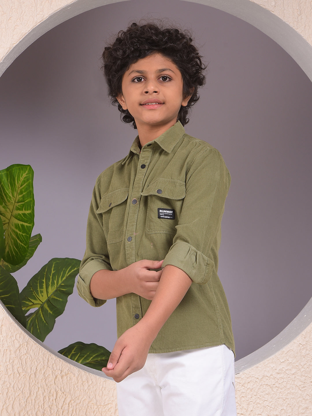 Green 100% Cotton Corduory Shirt