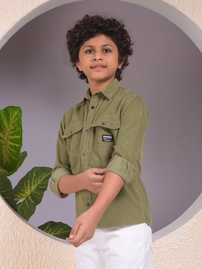 Green 100% Cotton Corduory Shirt