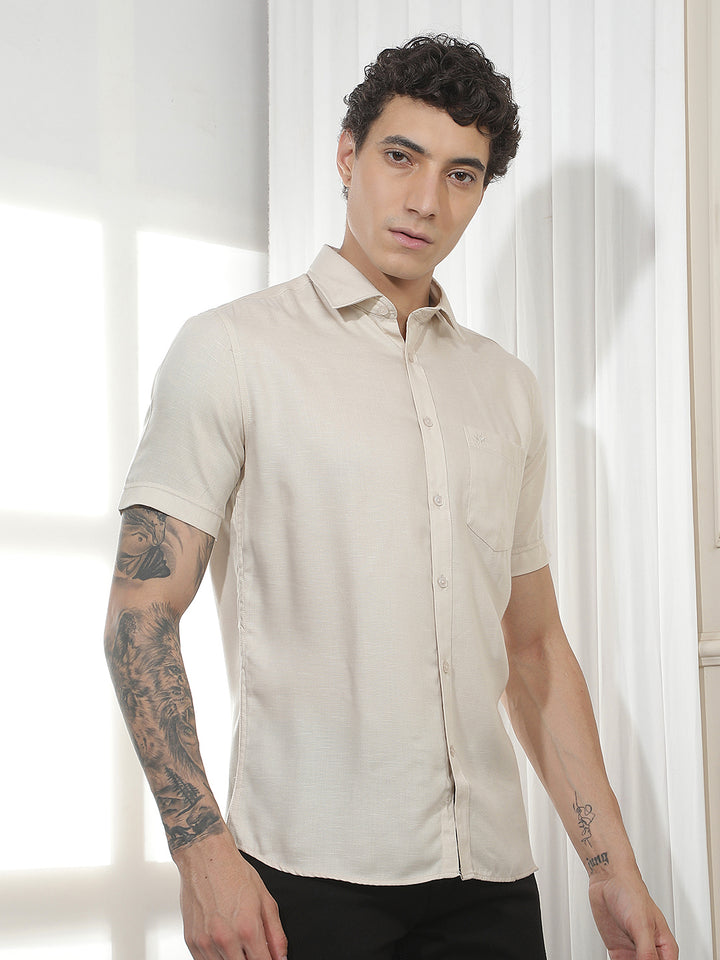 Elegant Beige Casual Shirt