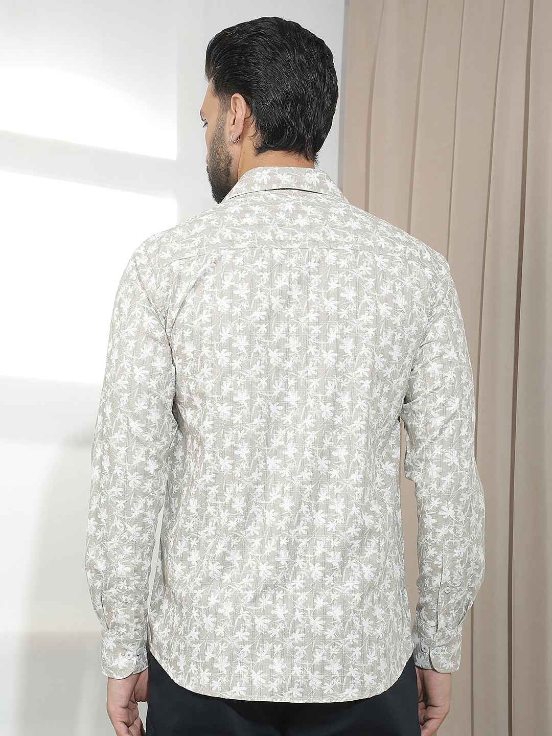 Beige Floral Print Shirt