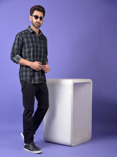 Black Checked Corduroy Shirt