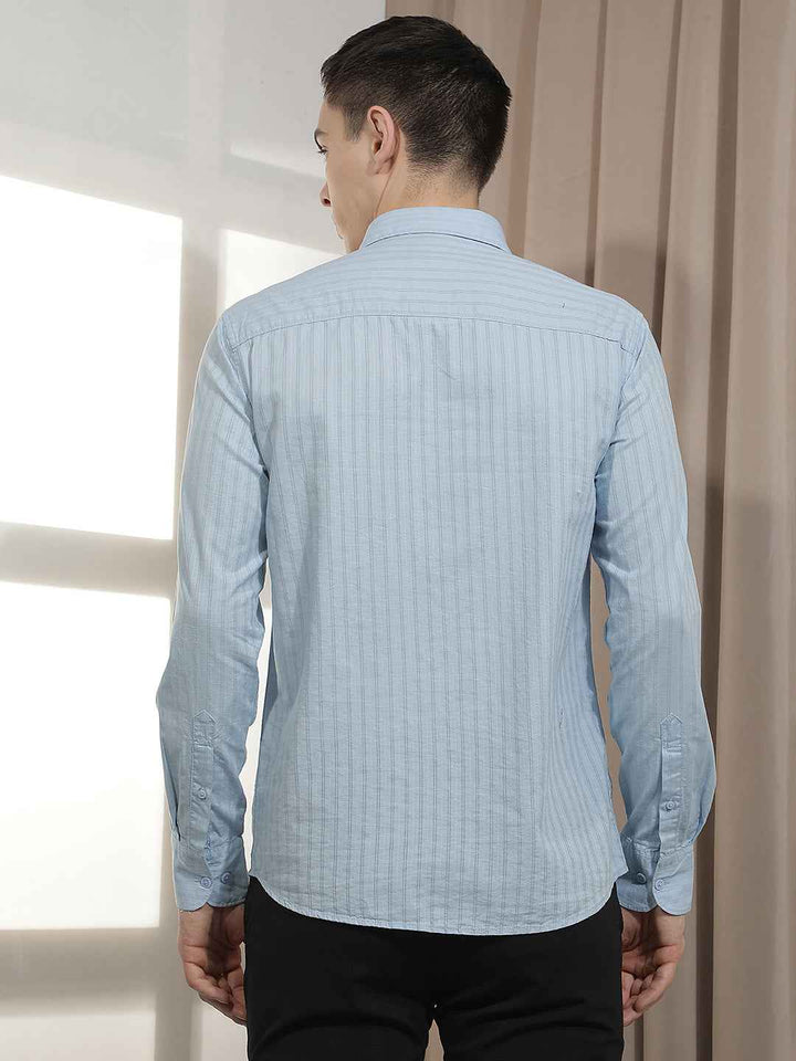 Blue Vertical Stripes Shirt