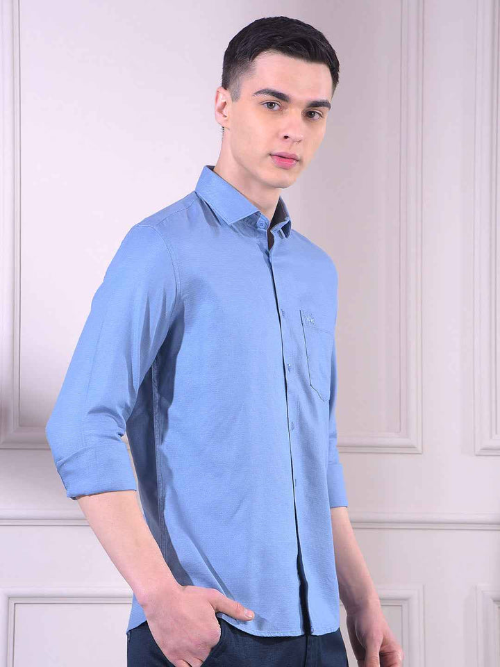 Sky Blue Soft Cotton Blended Shirt