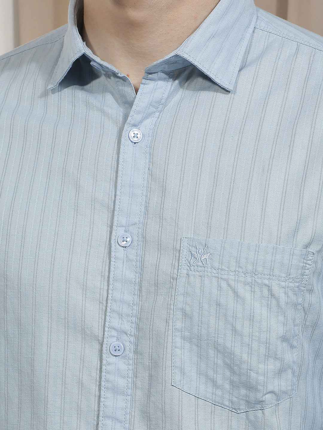 Blue Vertical Stripes Shirt