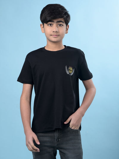 Black Graphic Print 100% Cotton T-Shirt