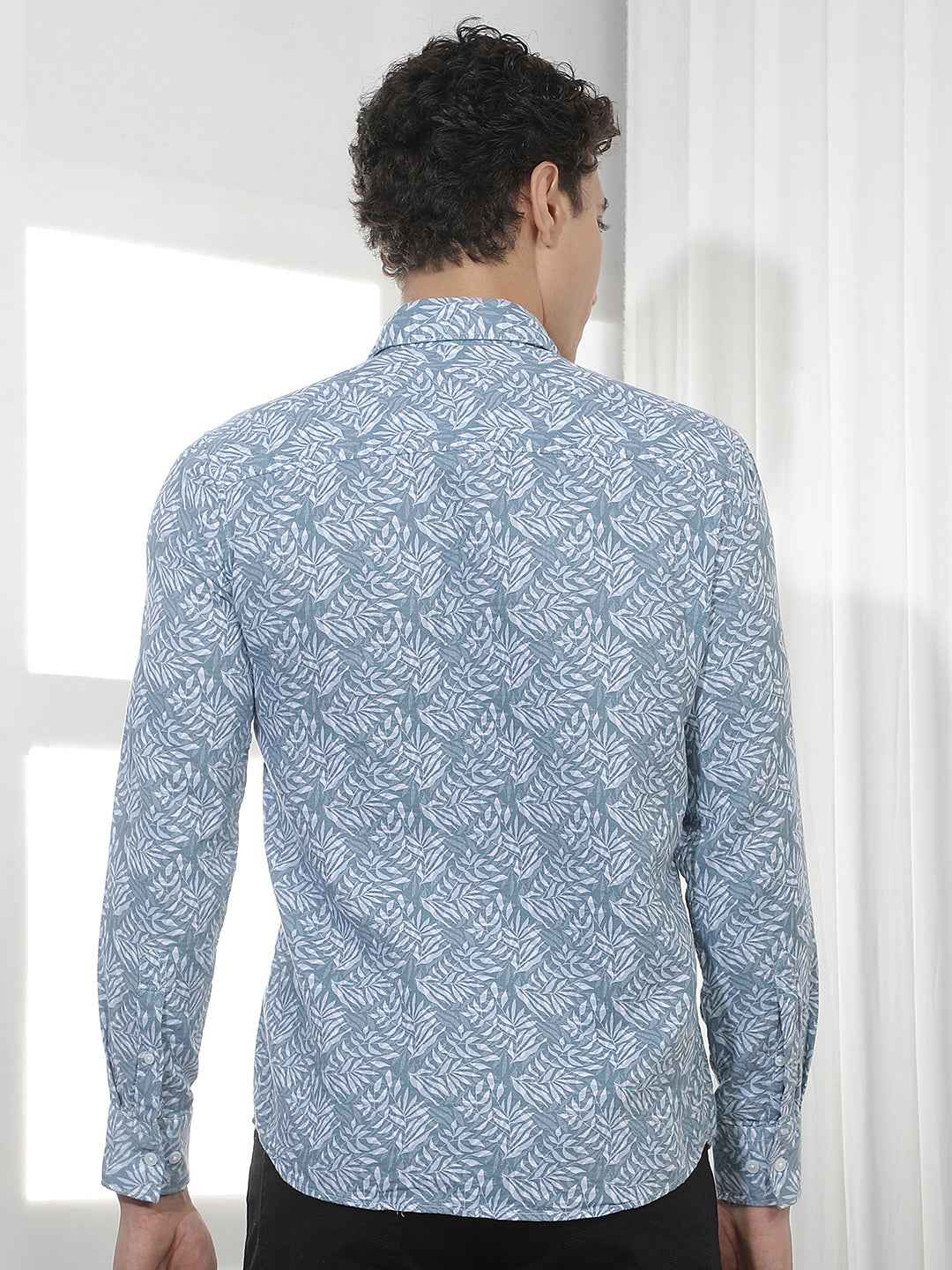 Blue Botanical Print 100% Cotton Shirt