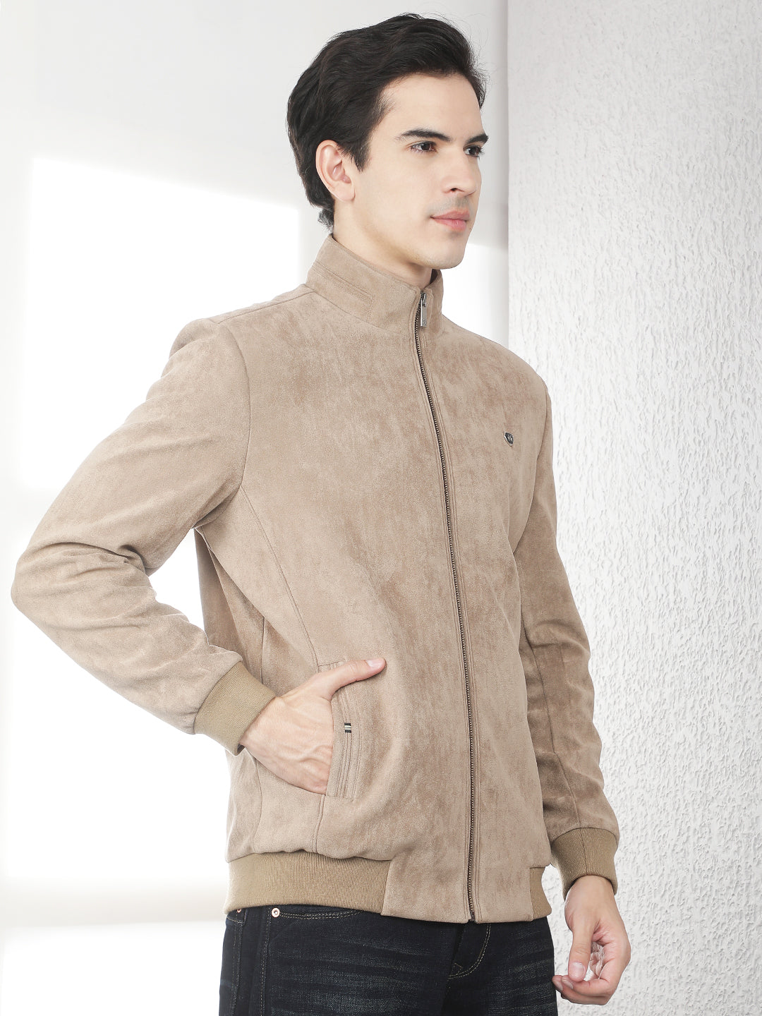 Structured Safari Tan Bomber Jacket