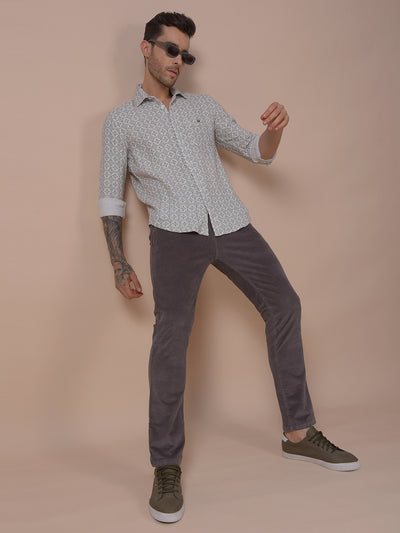 White Printed 100% Cotton Shirt