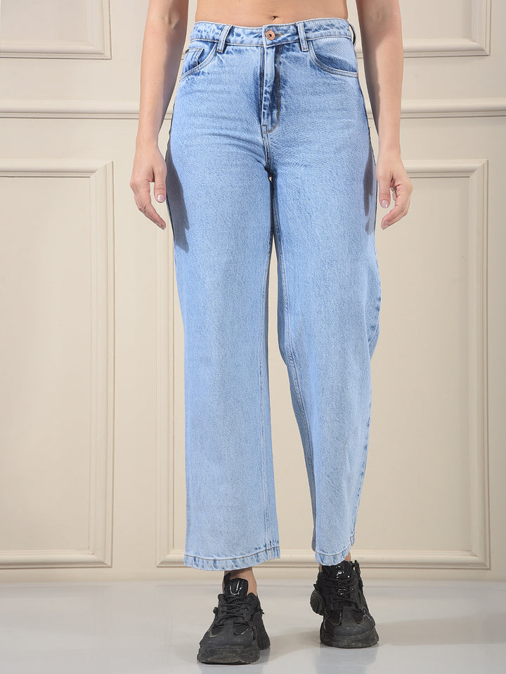 Blue 100% cotton Wide Leg Jeans