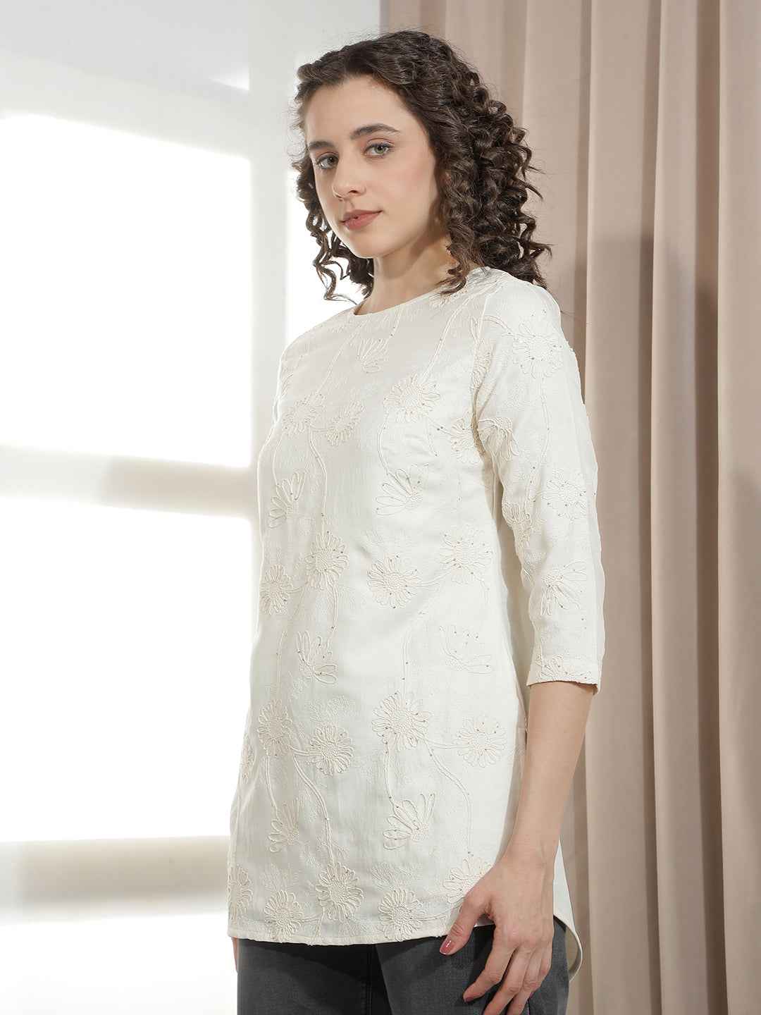 Regal Cream Embroidered Kurta