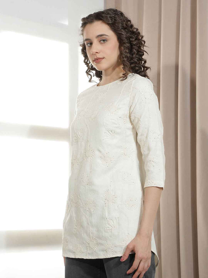 Regal Cream Embroidered Kurta