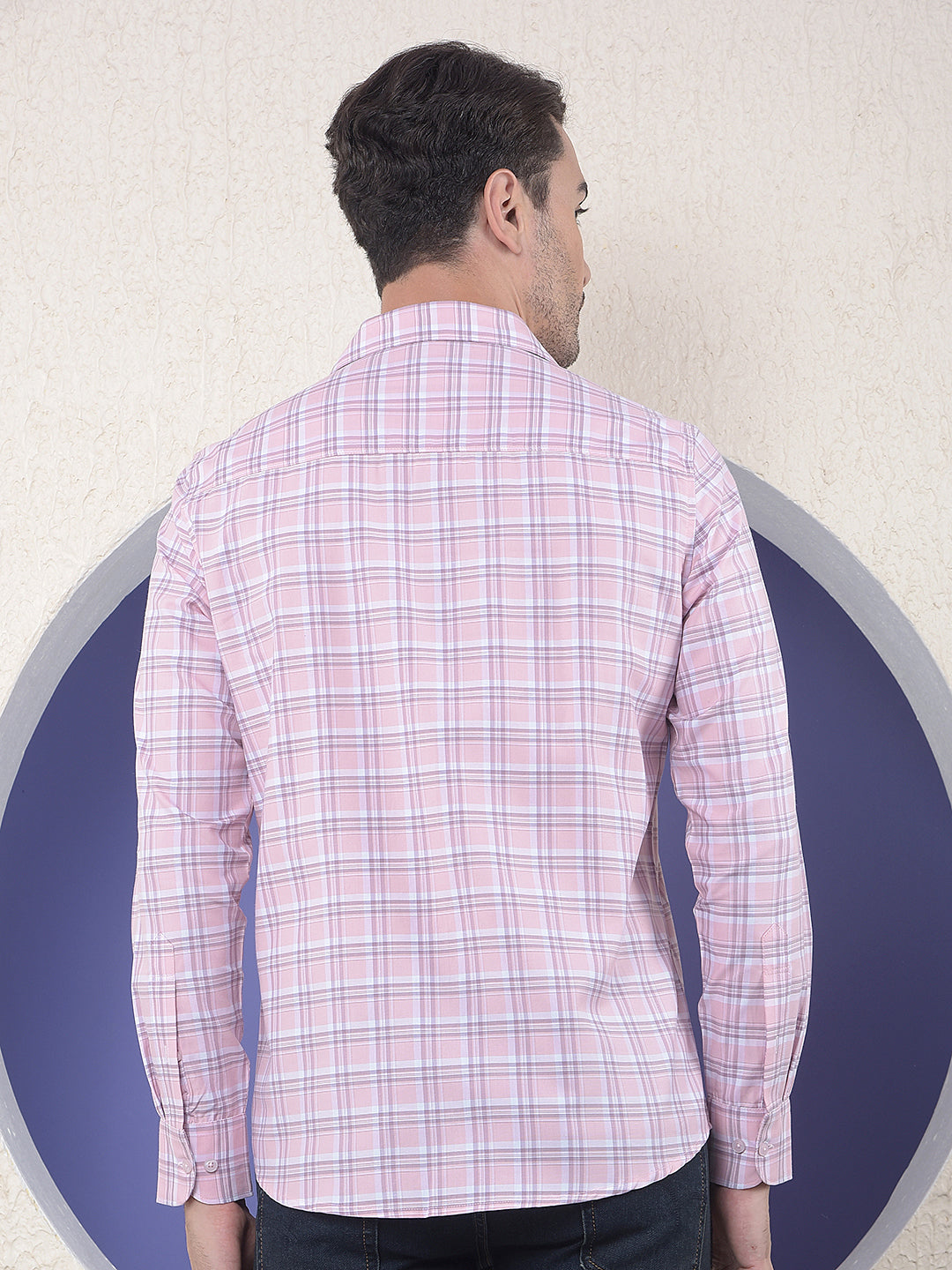 Pink Checked Casual Shirt
