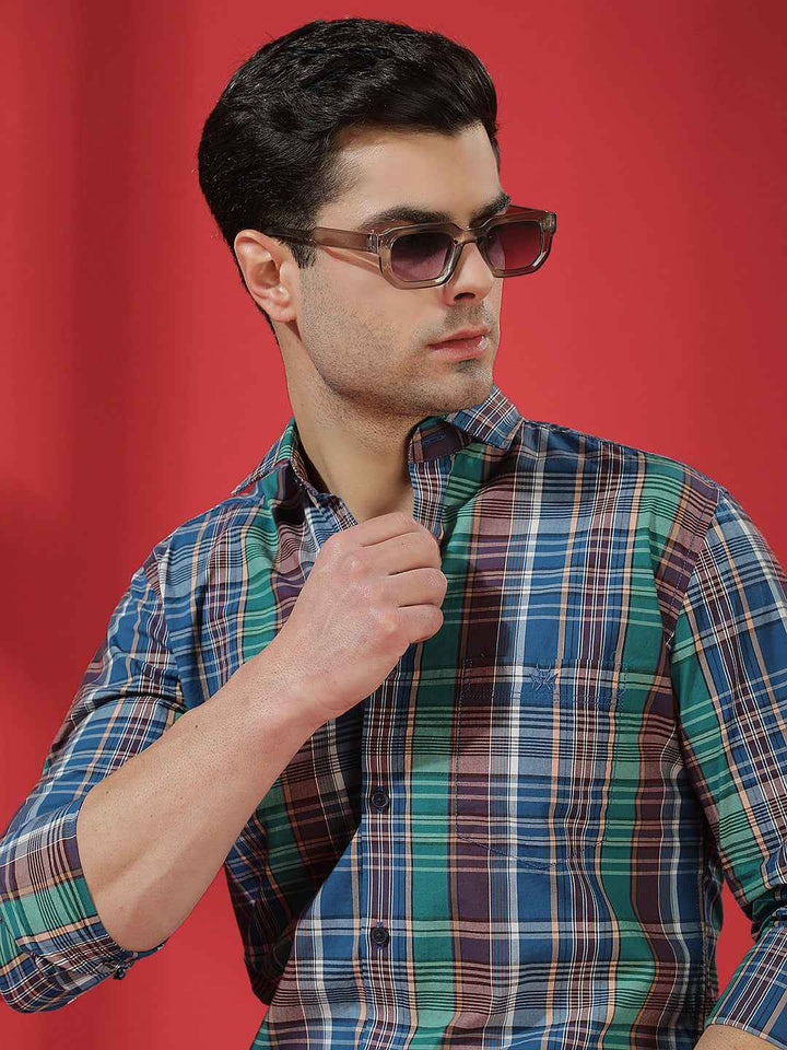 Multi-Color Checked 100% Cotton Shirt