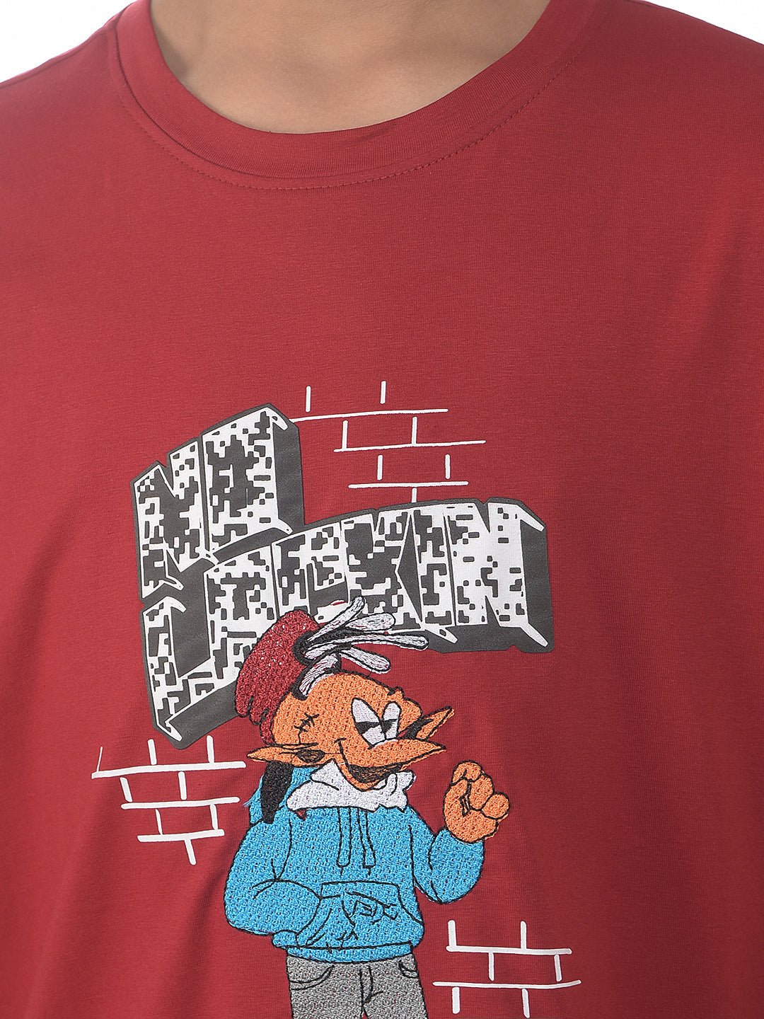 Red Cartoon Printed Oversized T-Shirt