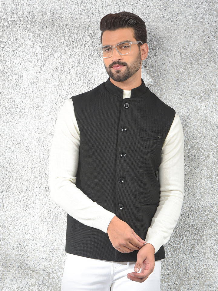 Black Jacquard Waist Coat