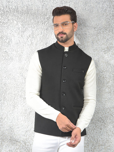 Black Jacquard Waist Coat