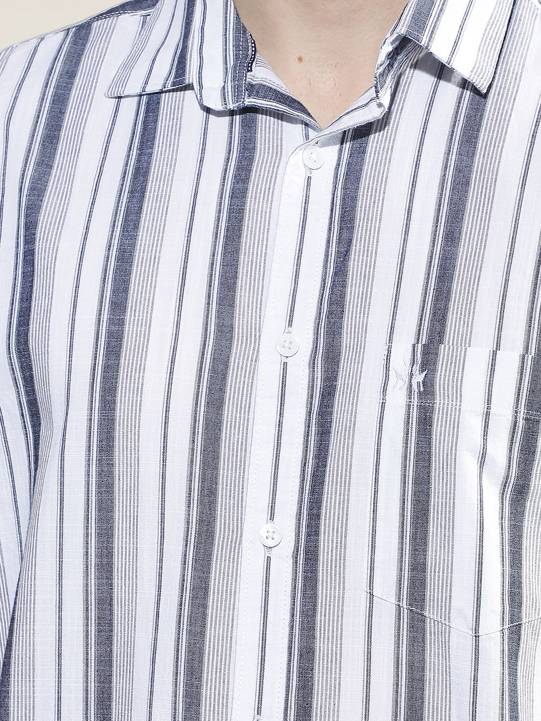 White Vertical Striped 100% Cotton Shirt