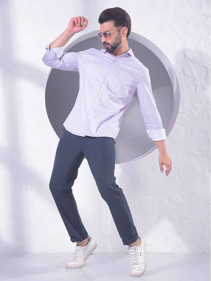 Purple Printed 100% Cotton Shirt