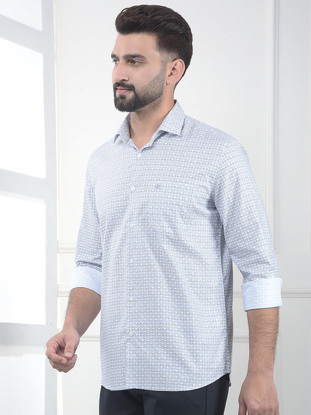 White Printed 100% Cotton Shirt