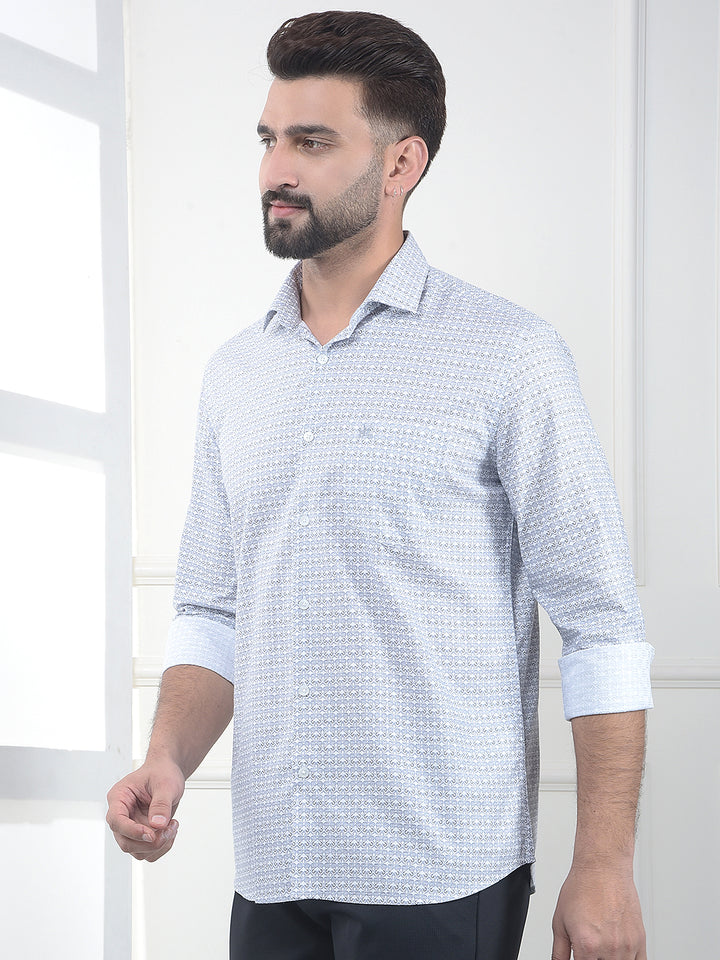 White Printed 100% Cotton Shirt