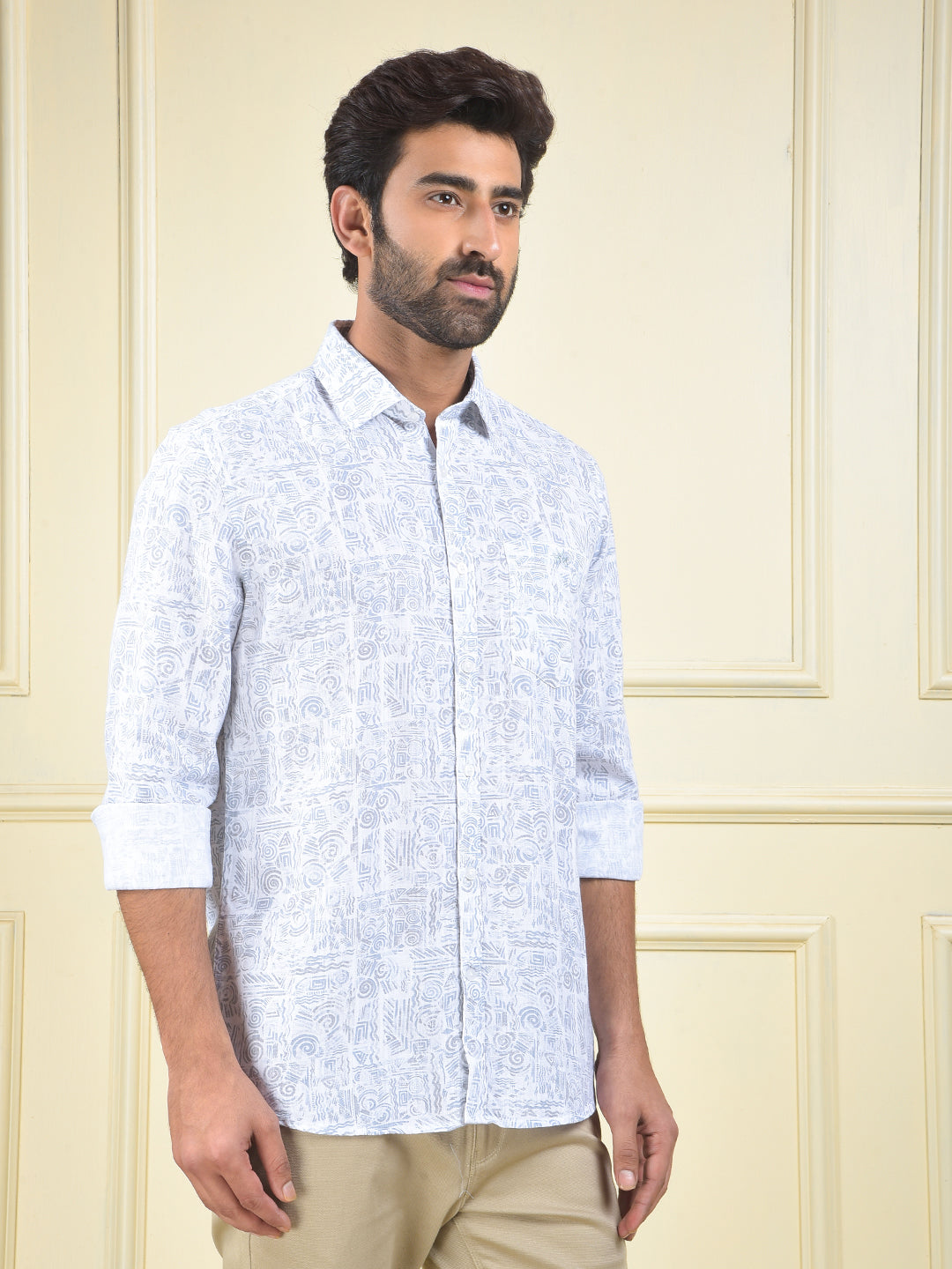 Grey Printed 100% Cotton Shirt