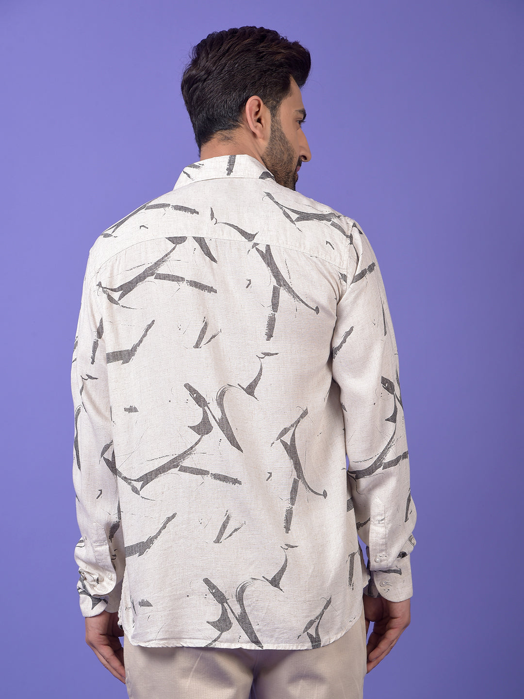 Black Printed Linen Shirt