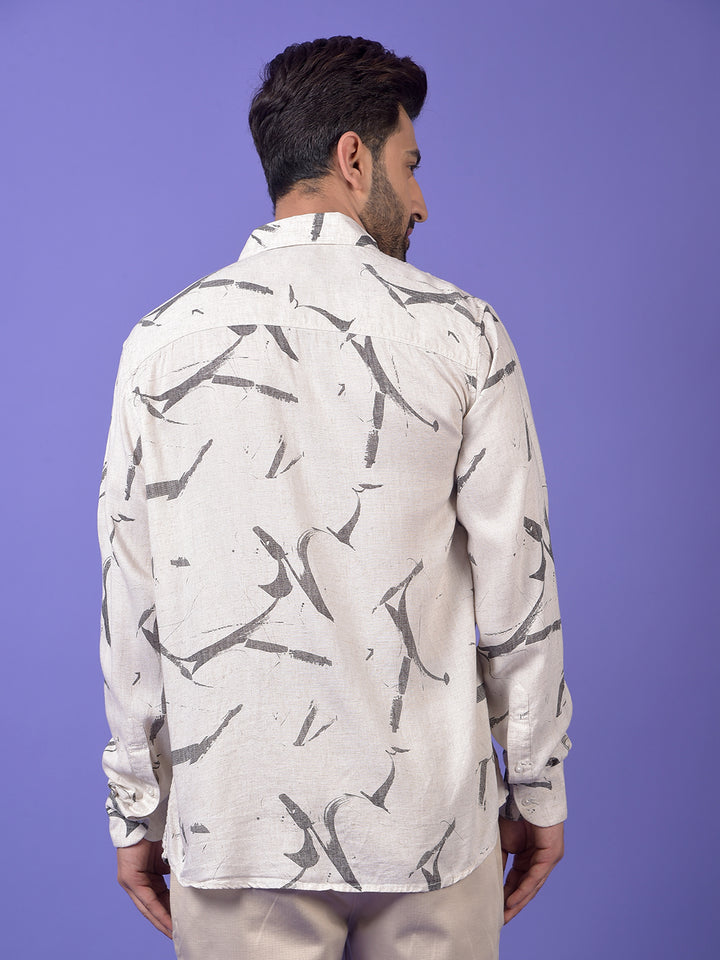 Black Printed Linen Shirt