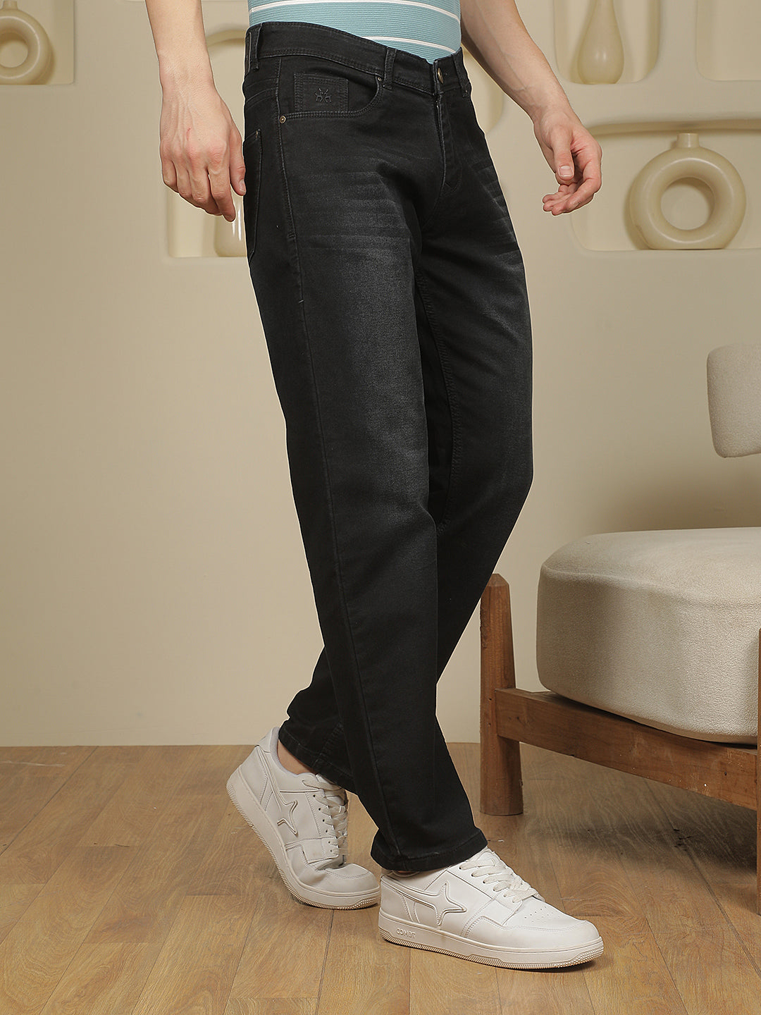 Black Straight Stretchable Jeans