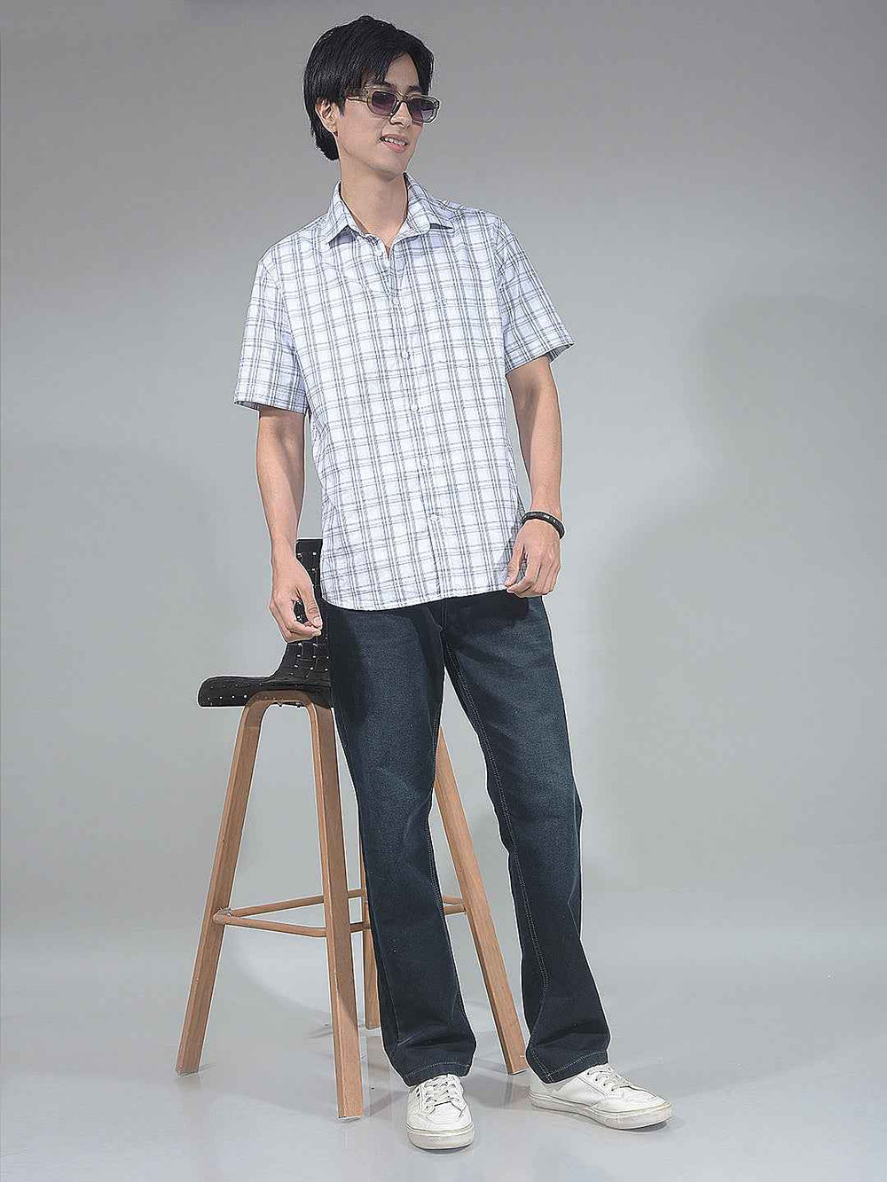 White Checked 100% Cotton Shirt