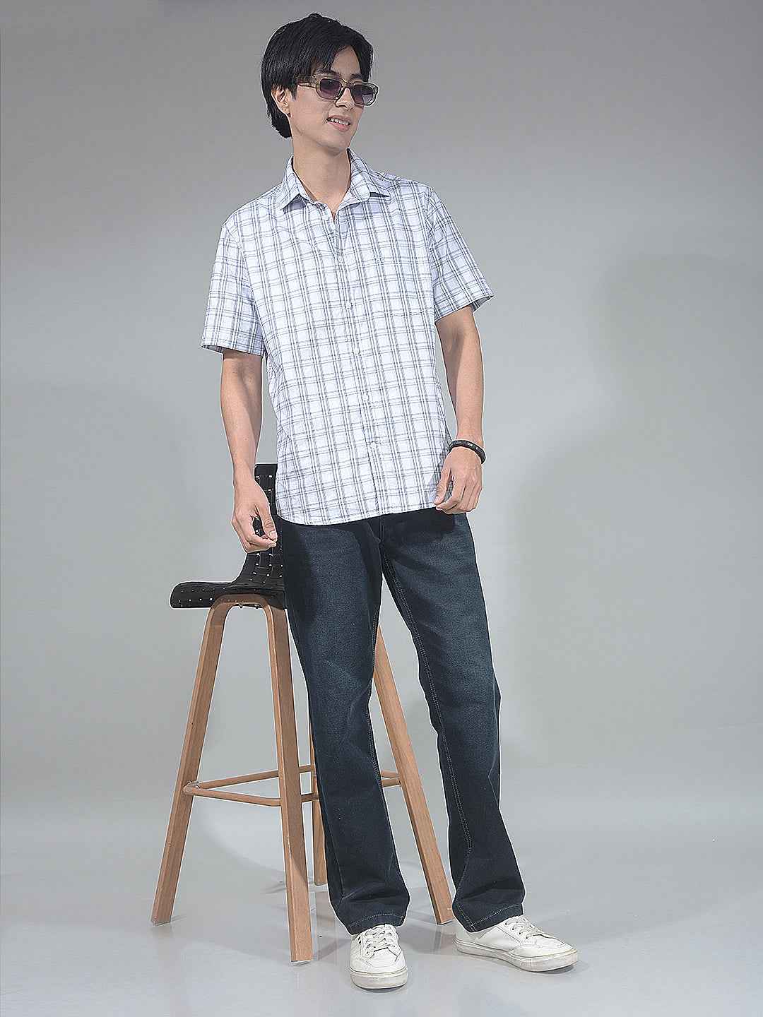 White Checked 100% Cotton Shirt