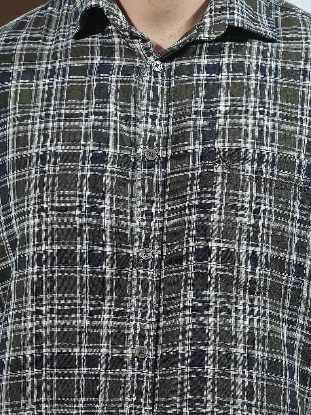 Green 100% Cotton Checked Shirt