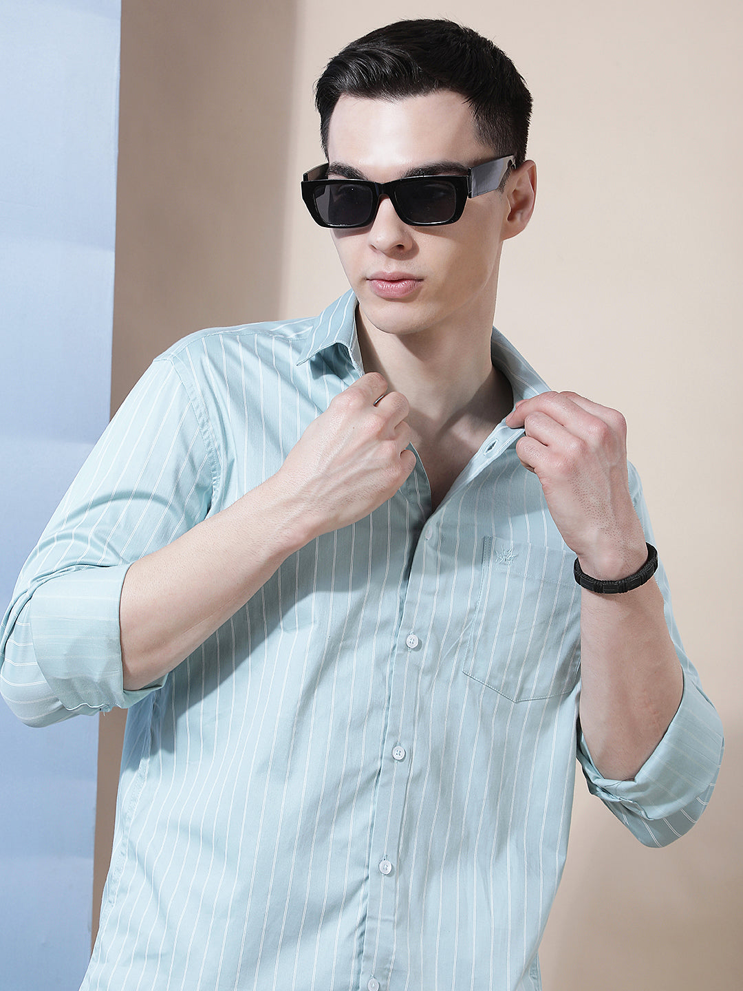 Green Vertical Stripes Shirt