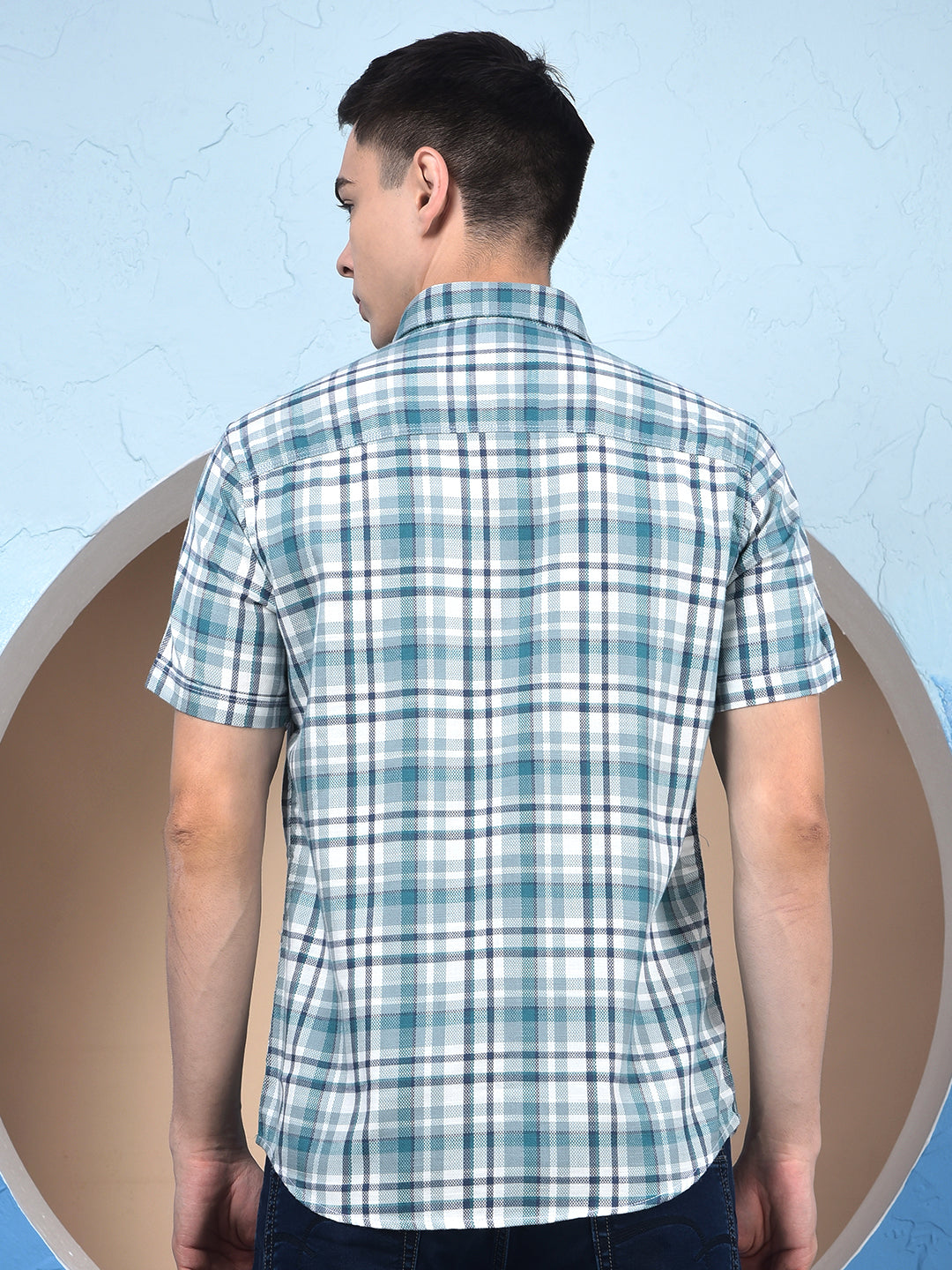 Blue Checked 100% Cotton Shirt